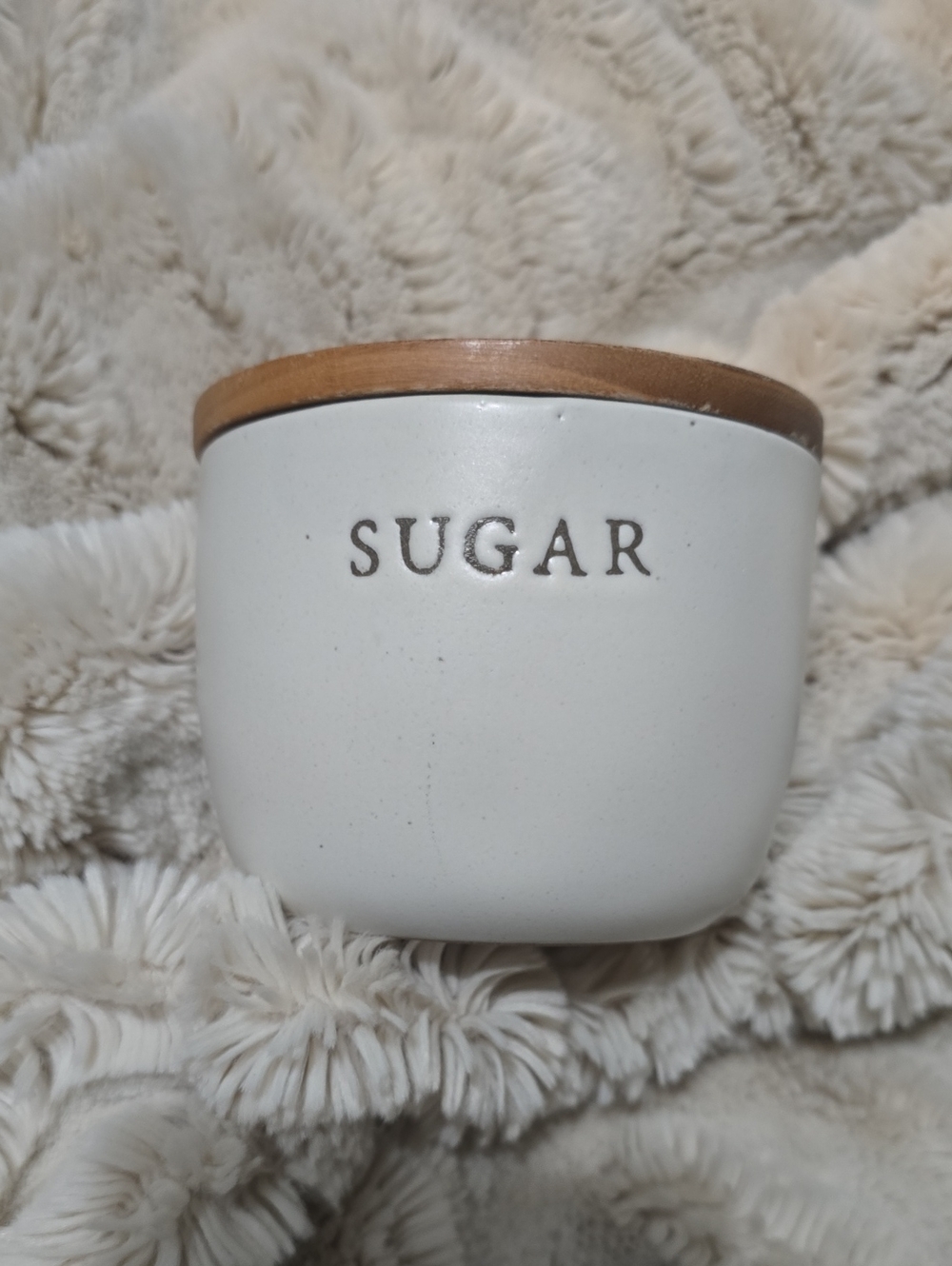 Hearth & Hand Ceramic Sugar Canister with Wooden Lid - Cream